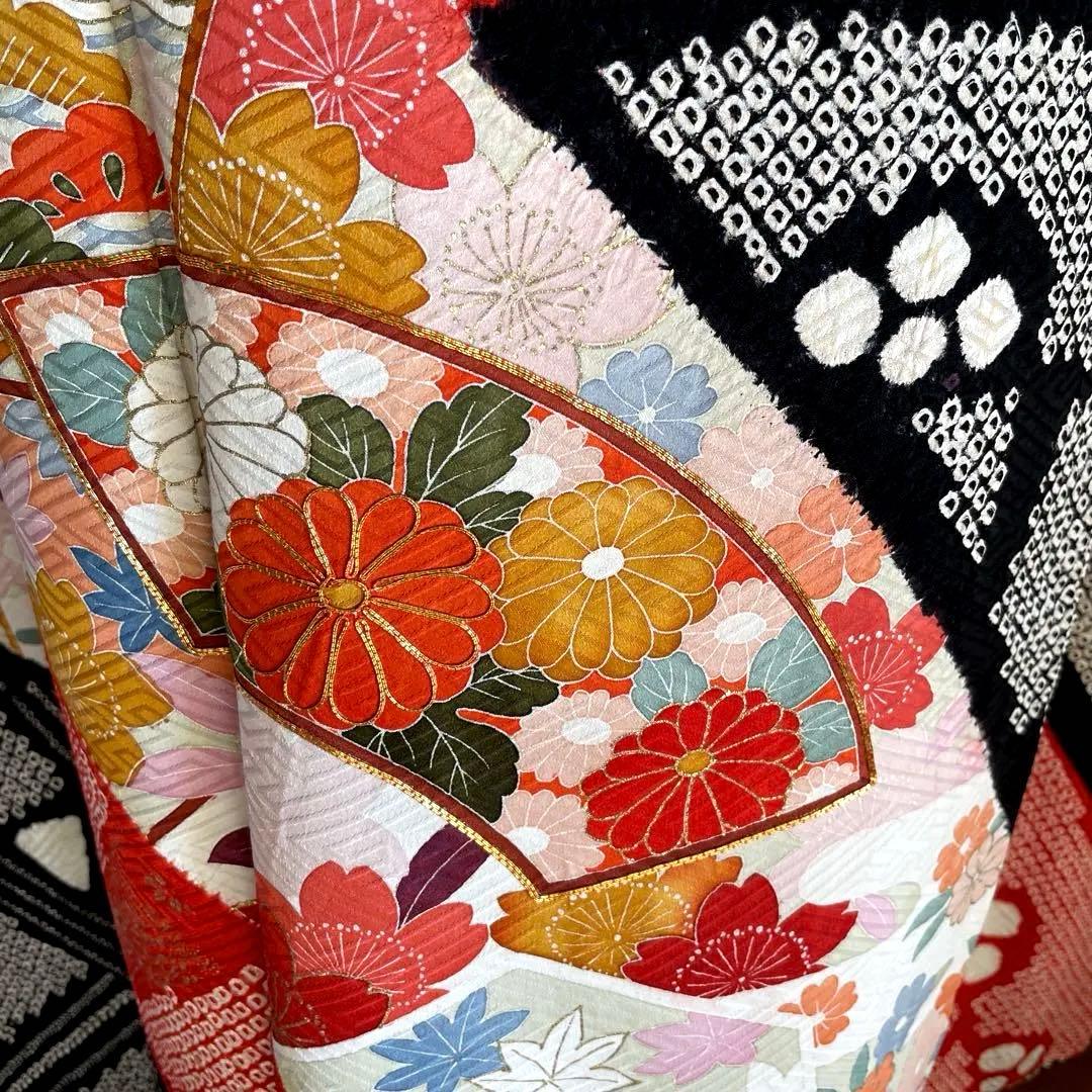 振袖フルセット　高身長　絞り　手描き友禅　成人式振袖　振袖　裄丈69 ➕サイズ