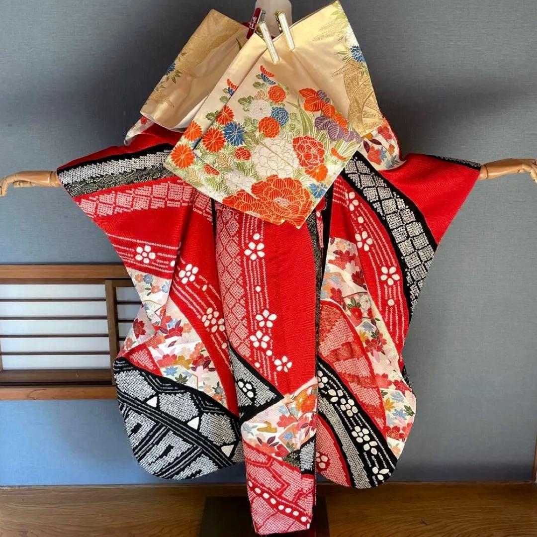 振袖フルセット　高身長　絞り　手描き友禅　成人式振袖　振袖　裄丈69 ➕サイズ