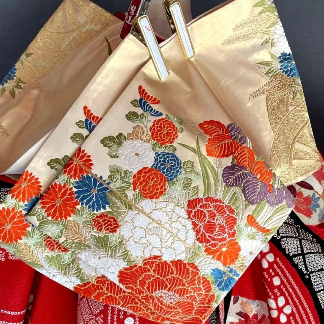 振袖フルセット　高身長　絞り　手描き友禅　成人式振袖　振袖　裄丈69 ➕サイズ