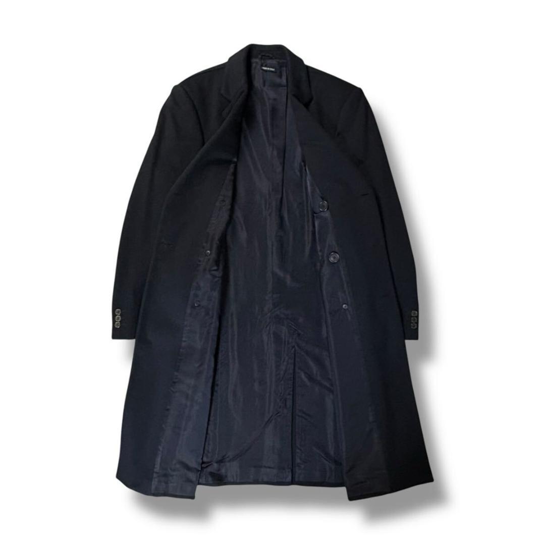 【美品】アルマーニ ウールカシミヤ チェスターコート ネイビー 46 イタリア製