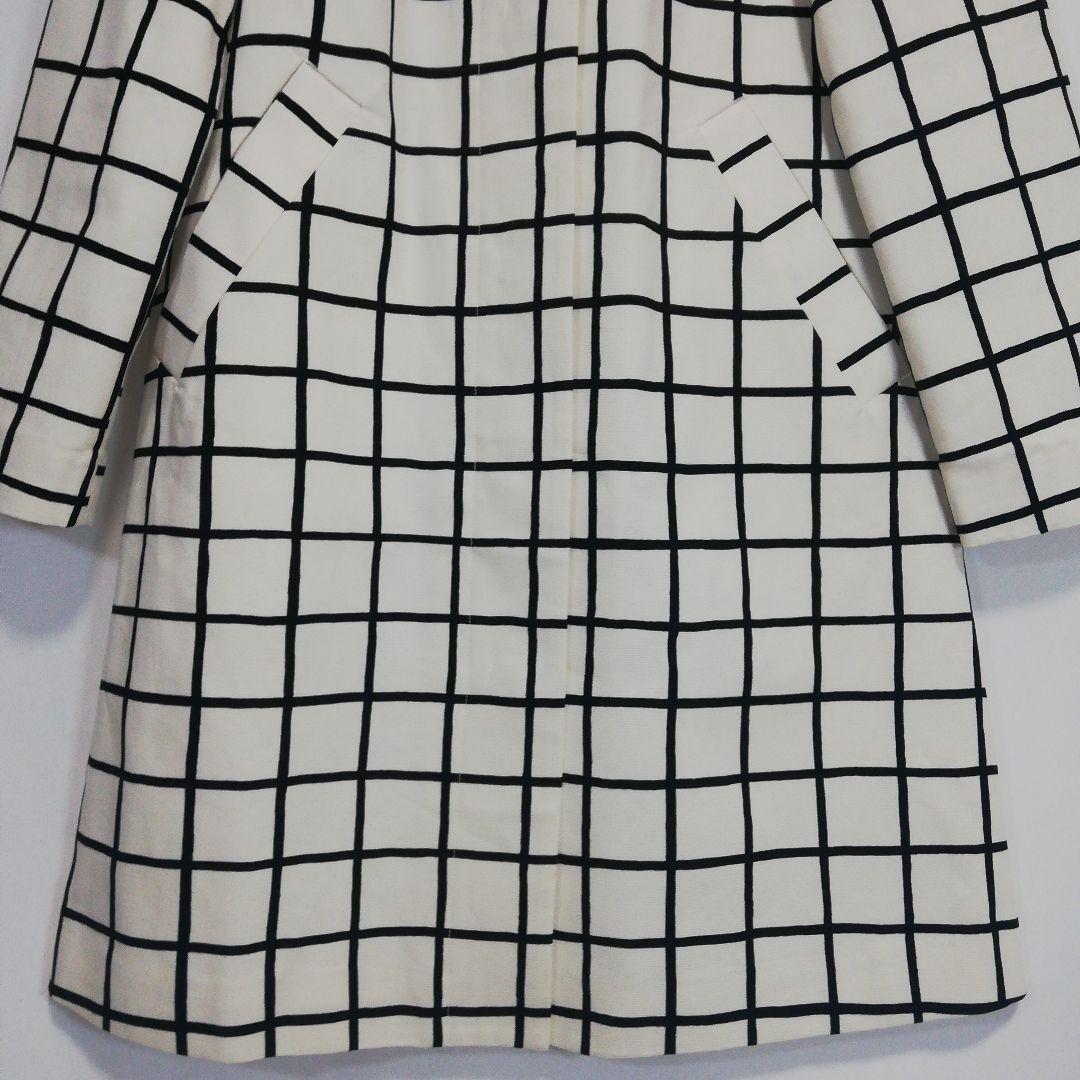 marimekko ステンカラーコート ホワイト 白 チェック マリメッコ 34