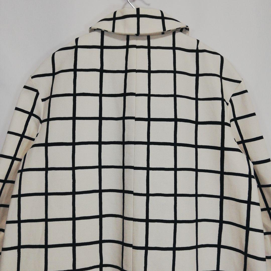 marimekko ステンカラーコート ホワイト 白 チェック マリメッコ 34