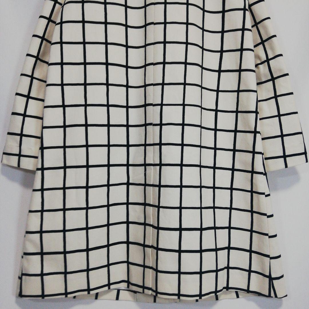 marimekko ステンカラーコート ホワイト 白 チェック マリメッコ 34