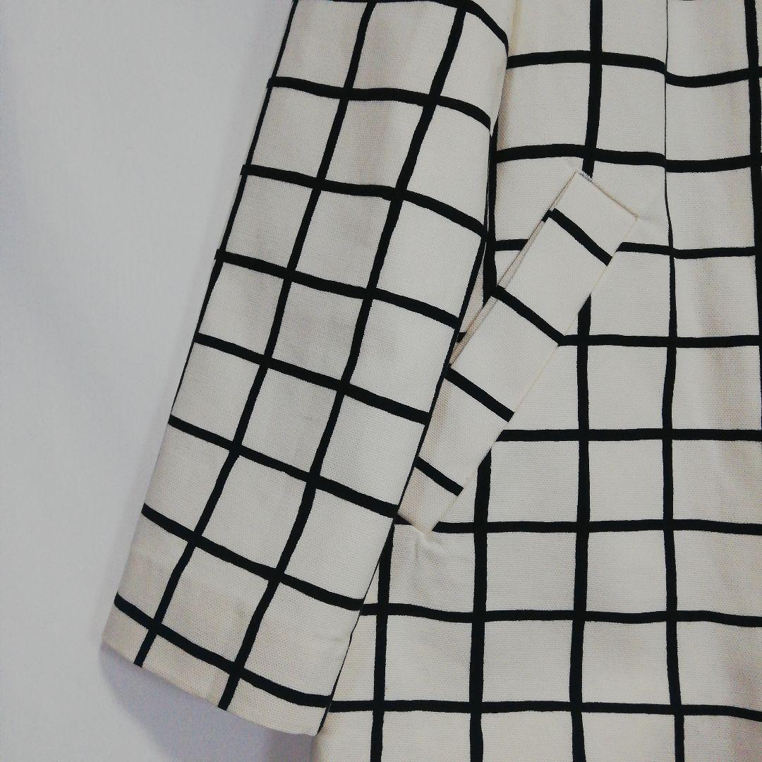 marimekko ステンカラーコート ホワイト 白 チェック マリメッコ 34