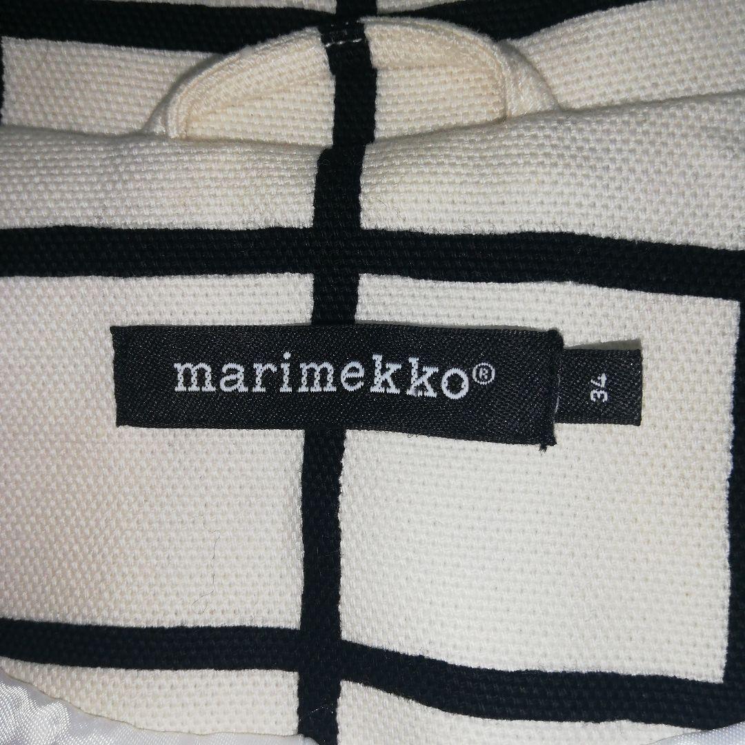 marimekko ステンカラーコート ホワイト 白 チェック マリメッコ 34