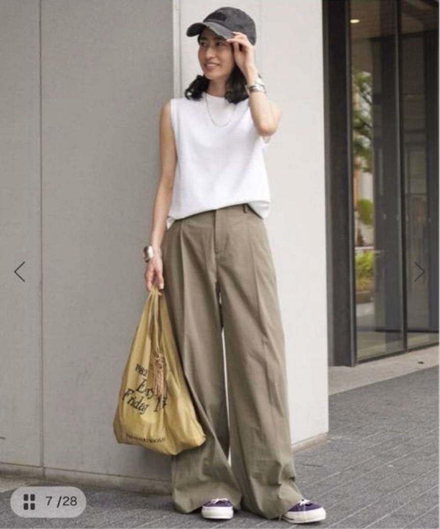 〈AP STUDIO〉コットンナイロンワイドパンツ/38