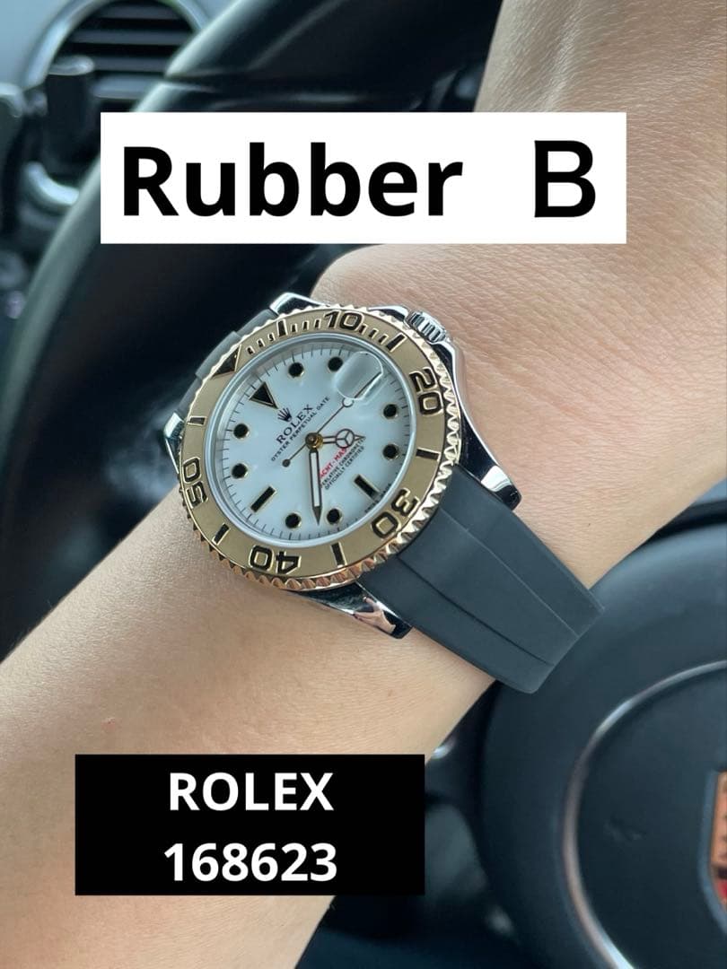 Rubber B ロレックス・ヨットマスター35ミリ用ラバーベルト ブラック