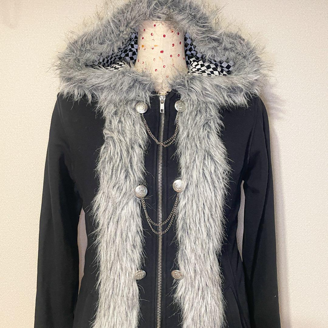 00s 希少 deorart ボリュームファー裾燕尾ダブルジップコート KERA