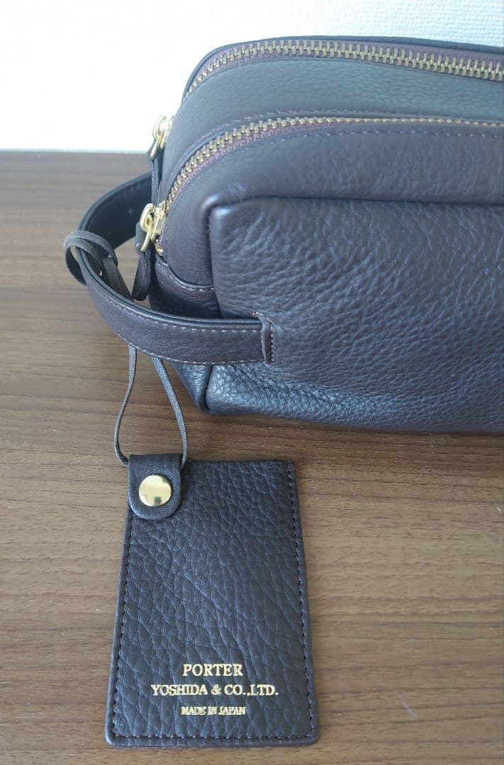 美品　ポーター　PORTER WITH ウイズブ　ラウン レザーポーチ