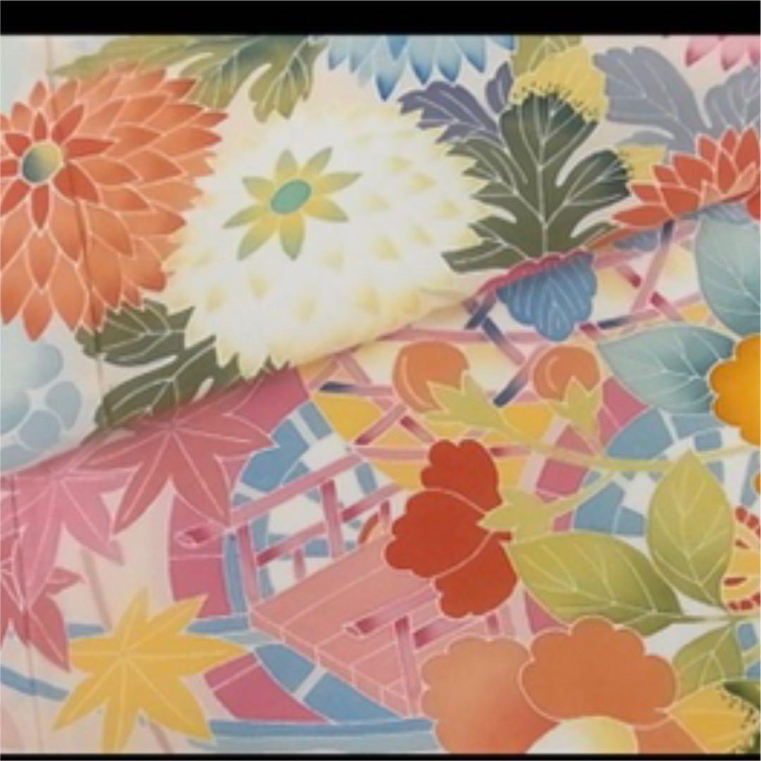 豪華振袖　友禅　花車文　正絹　逸品