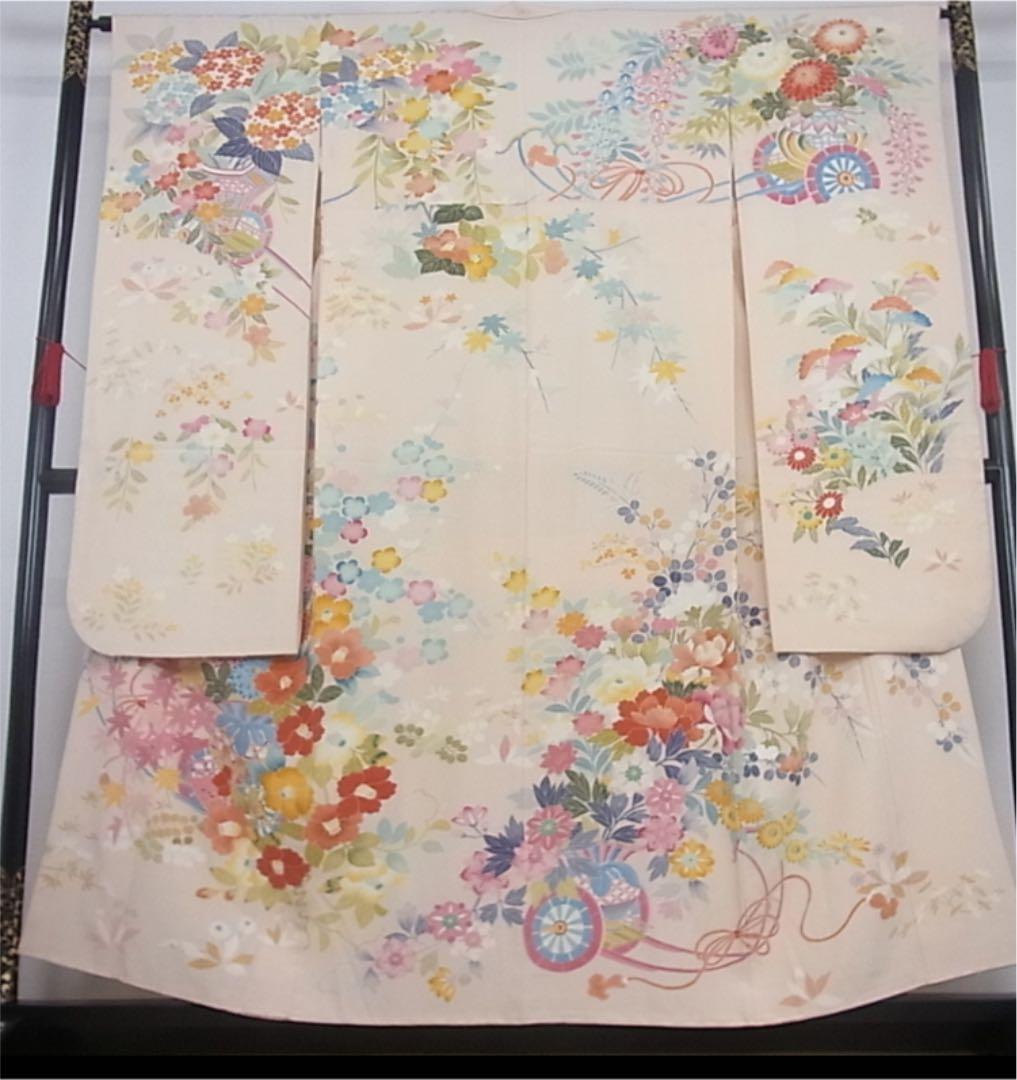 豪華振袖　友禅　花車文　正絹　逸品