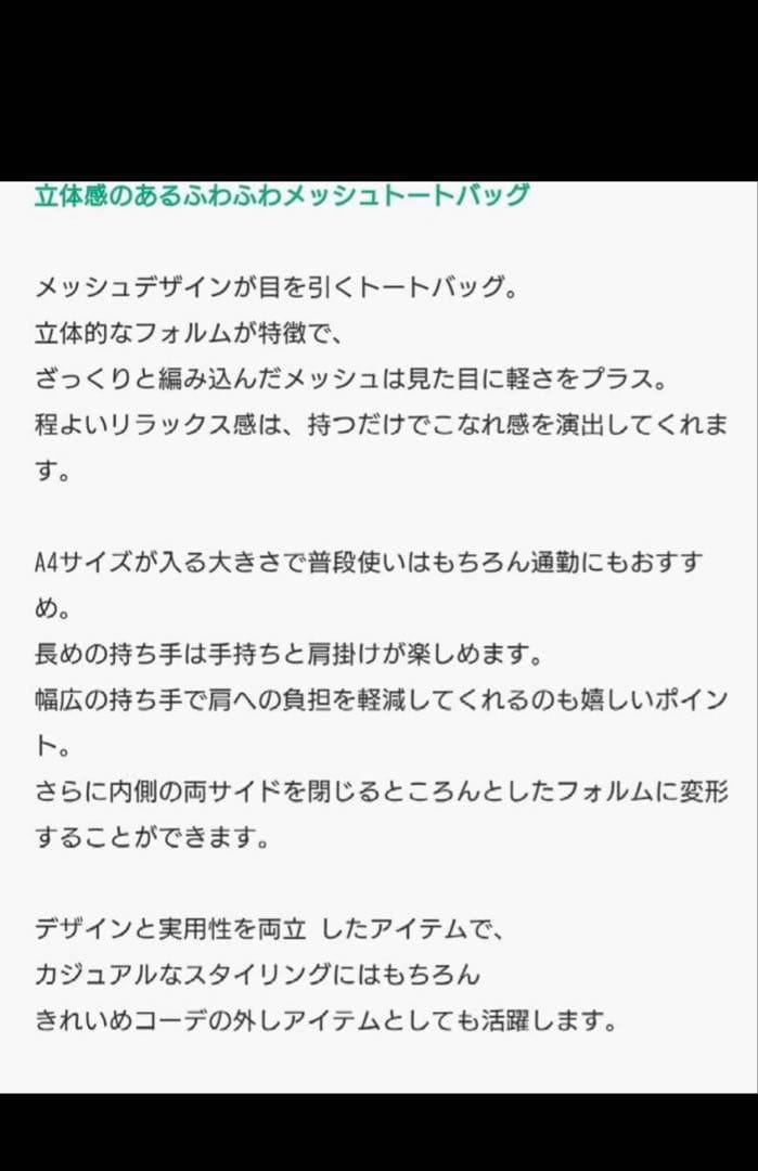 ear PAPILLONNER 撥水ライトメッシュトートバッグ 黒 Ｌ