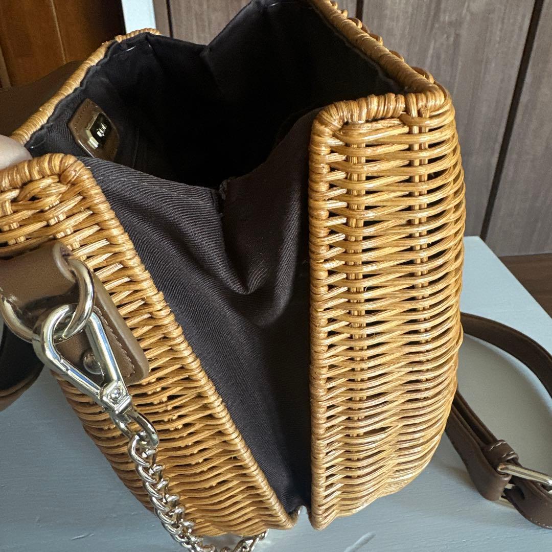 美品 DIANA ブラウンバスケットハンドバッグ