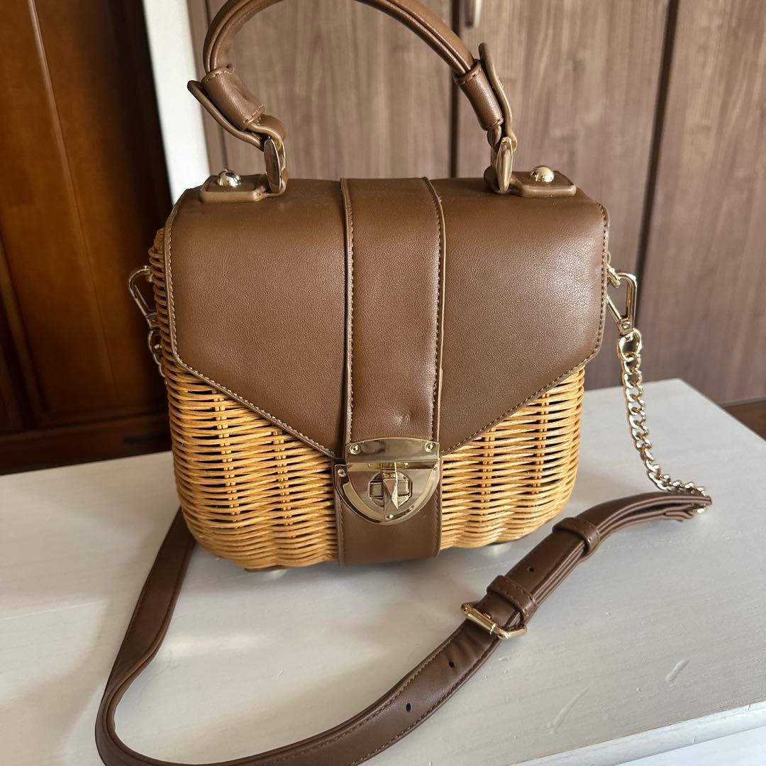 美品 DIANA ブラウンバスケットハンドバッグ