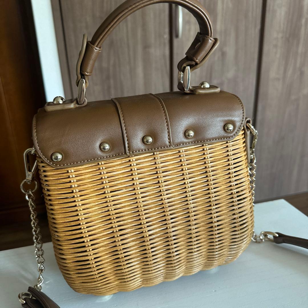 美品 DIANA ブラウンバスケットハンドバッグ