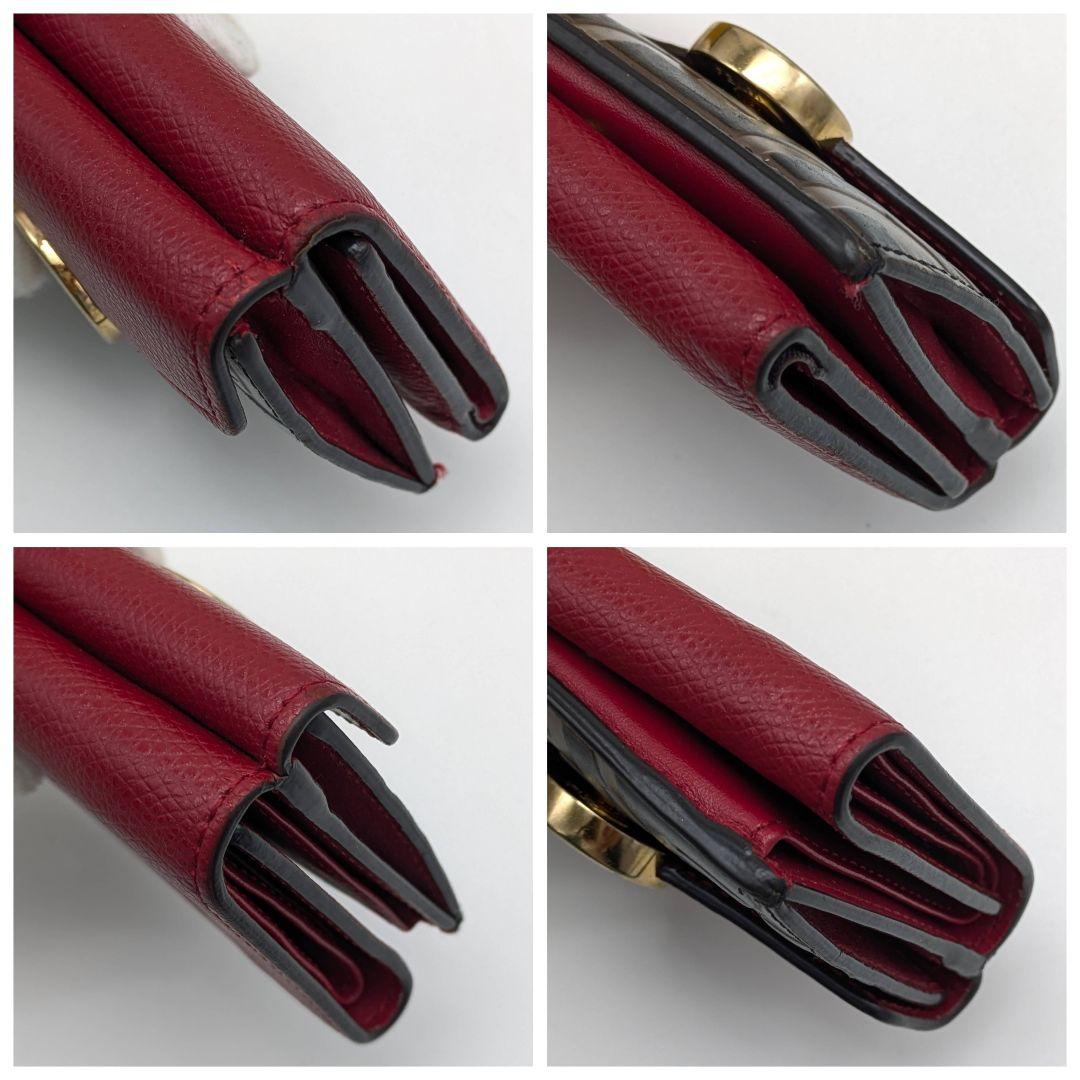 FENDI エフイズ 3つ折り財布 ズッカ レッド コンパクト ミニ財布 F金具