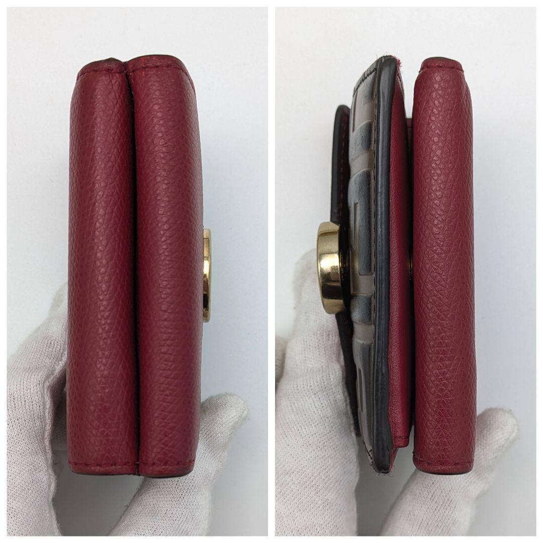 FENDI エフイズ 3つ折り財布 ズッカ レッド コンパクト ミニ財布 F金具