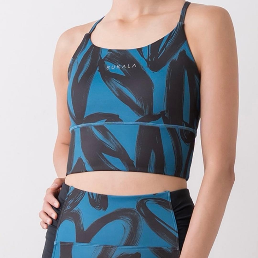 【SUKALA】ハートプリントセパレートタンクトップ（M／ネイビーブルー)