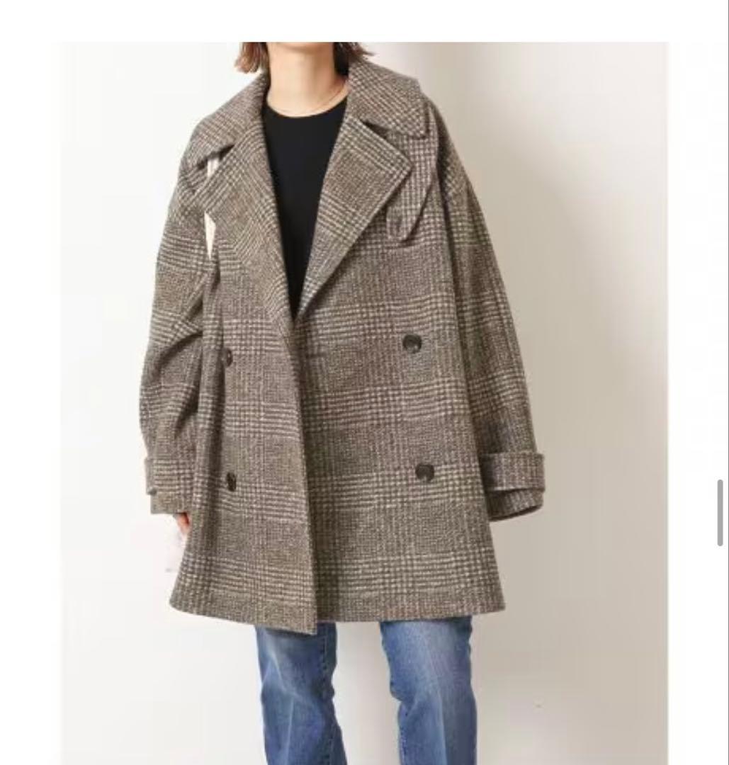 【Spick and Span】Wスライバーチェックハーフコート