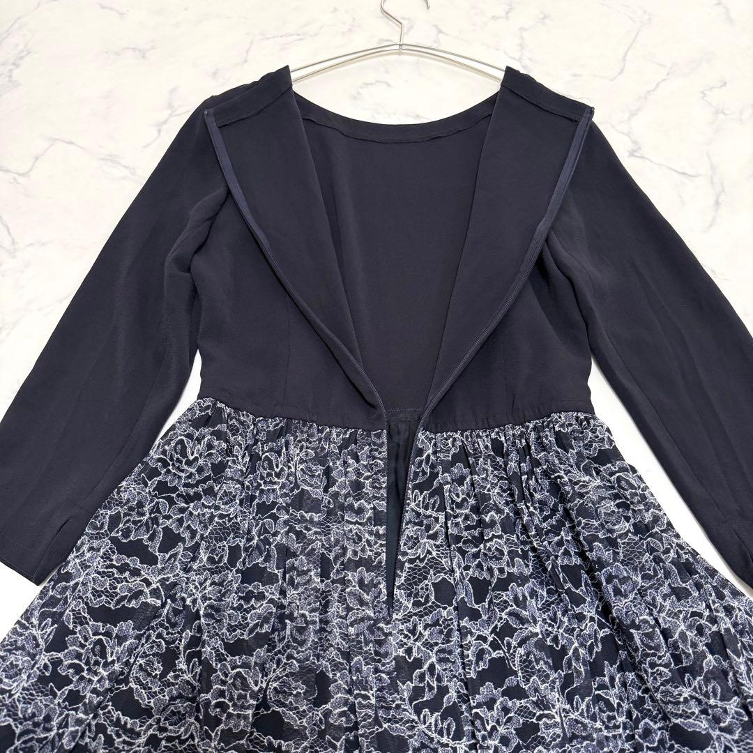 【レリアン】ドッキングワンピース　ウエストゴムベルト　ネイビー　Mサイズ