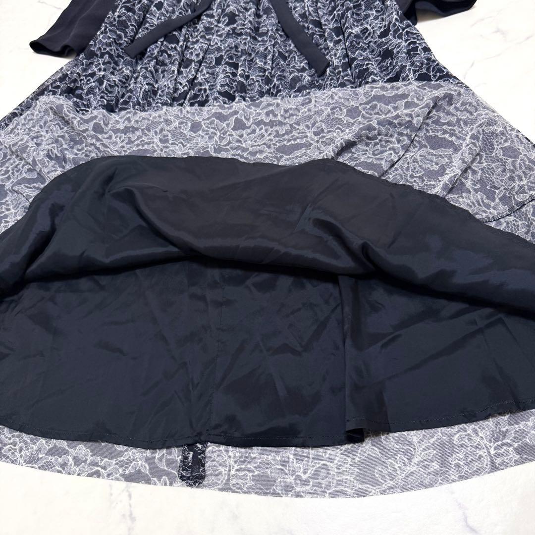 【レリアン】ドッキングワンピース　ウエストゴムベルト　ネイビー　Mサイズ