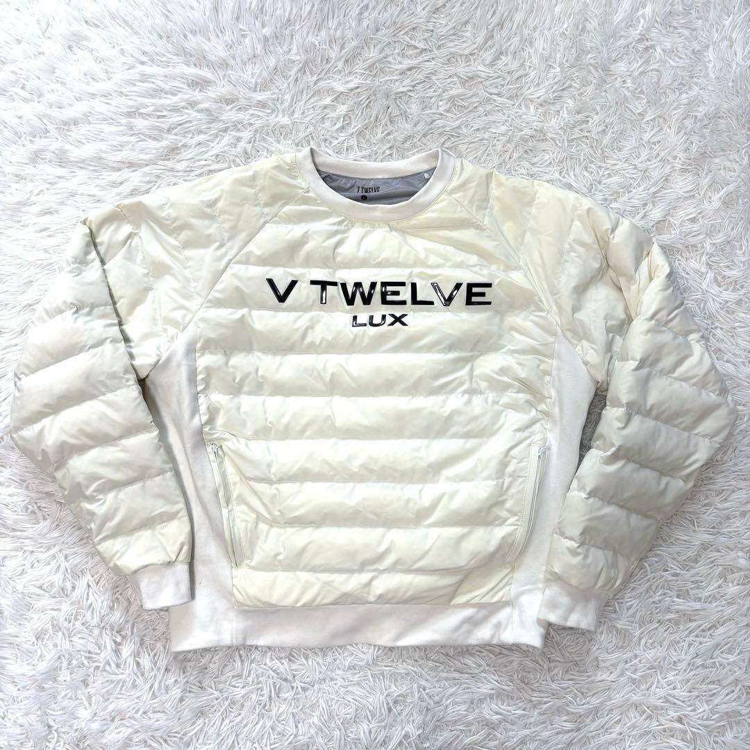 V12 ゴルフ スニード ダウン ブルゾン ホワイト 防風 蓄熱 ビックロゴ