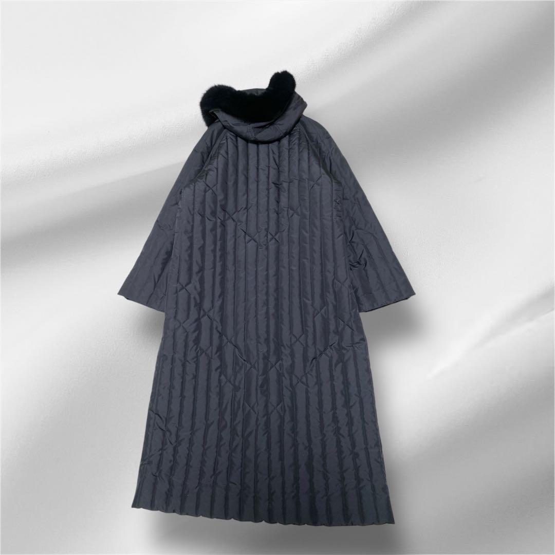 大きいサイズ！ラピーヌ/Le Lapis/シルク生地中綿ダウンロングコート