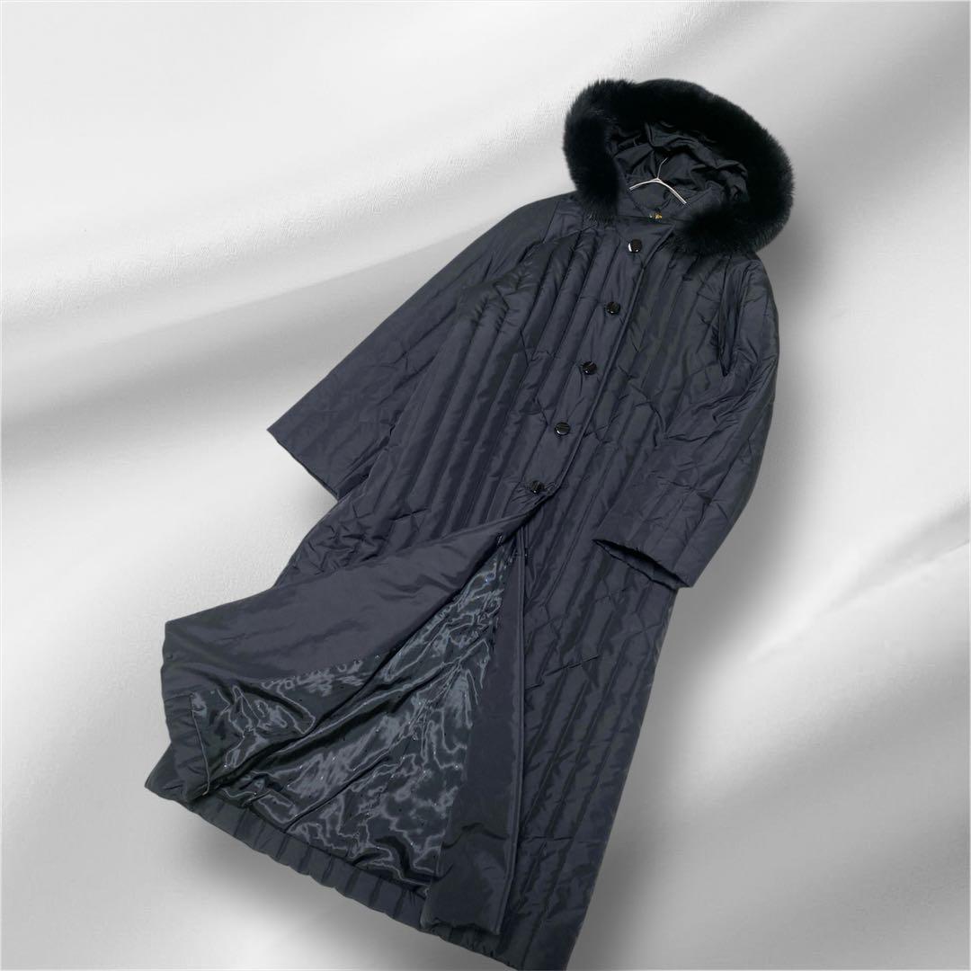 大きいサイズ！ラピーヌ/Le Lapis/シルク生地中綿ダウンロングコート