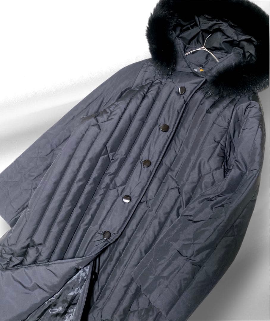 大きいサイズ！ラピーヌ/Le Lapis/シルク生地中綿ダウンロングコート