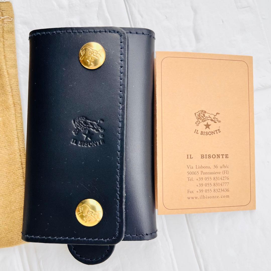 【新品タグ付き】IL BISONTE ブラック キーケース 箱無し 巾着付き