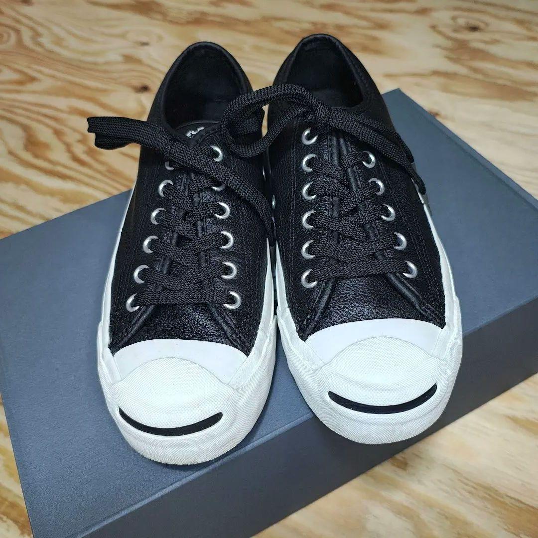 US企画　コンバース　ジャックパーセル　レザー　ブラック　シボ革　希少