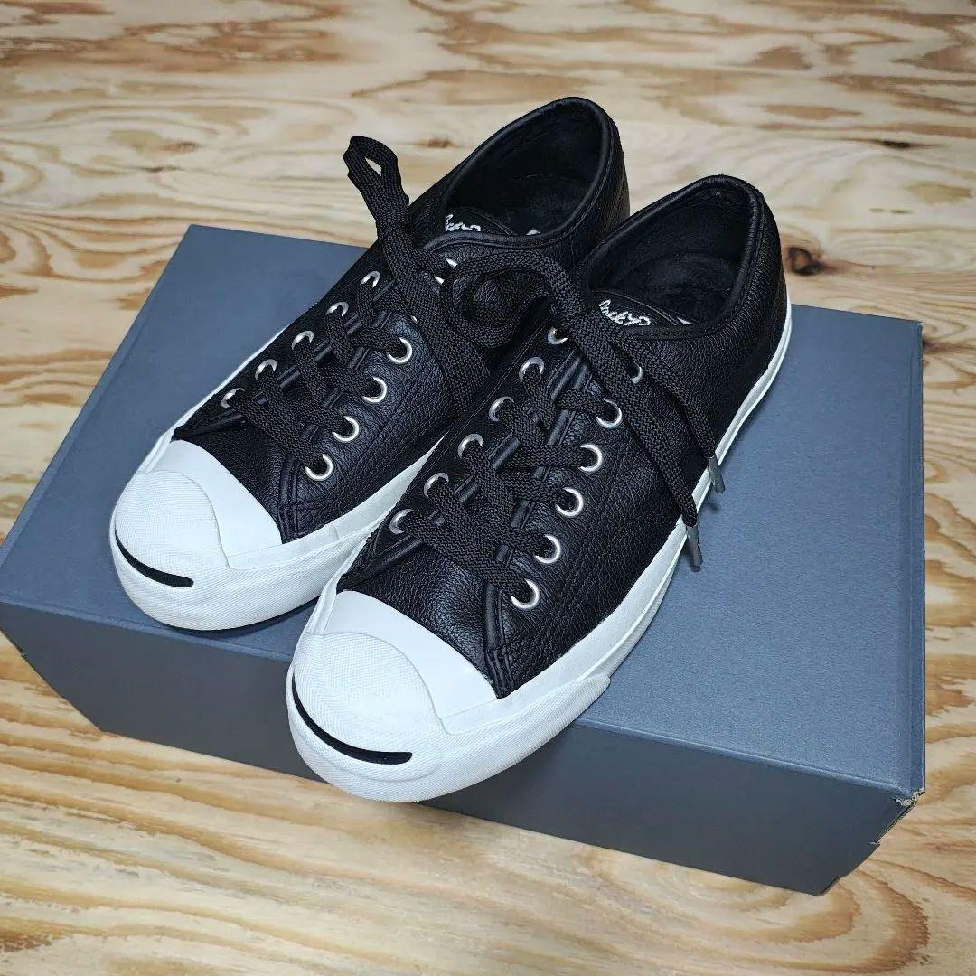 US企画　コンバース　ジャックパーセル　レザー　ブラック　シボ革　希少