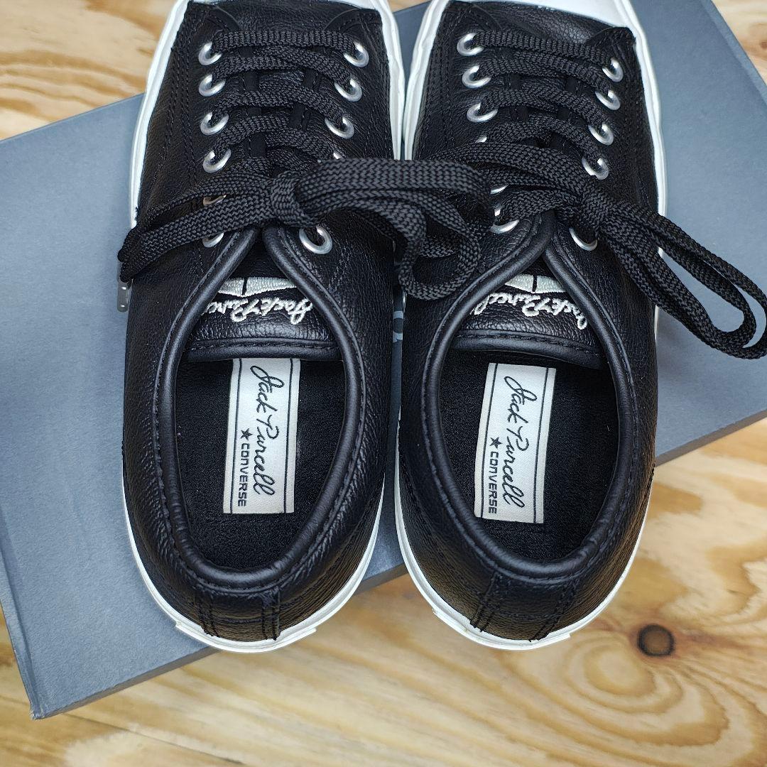 US企画　コンバース　ジャックパーセル　レザー　ブラック　シボ革　希少