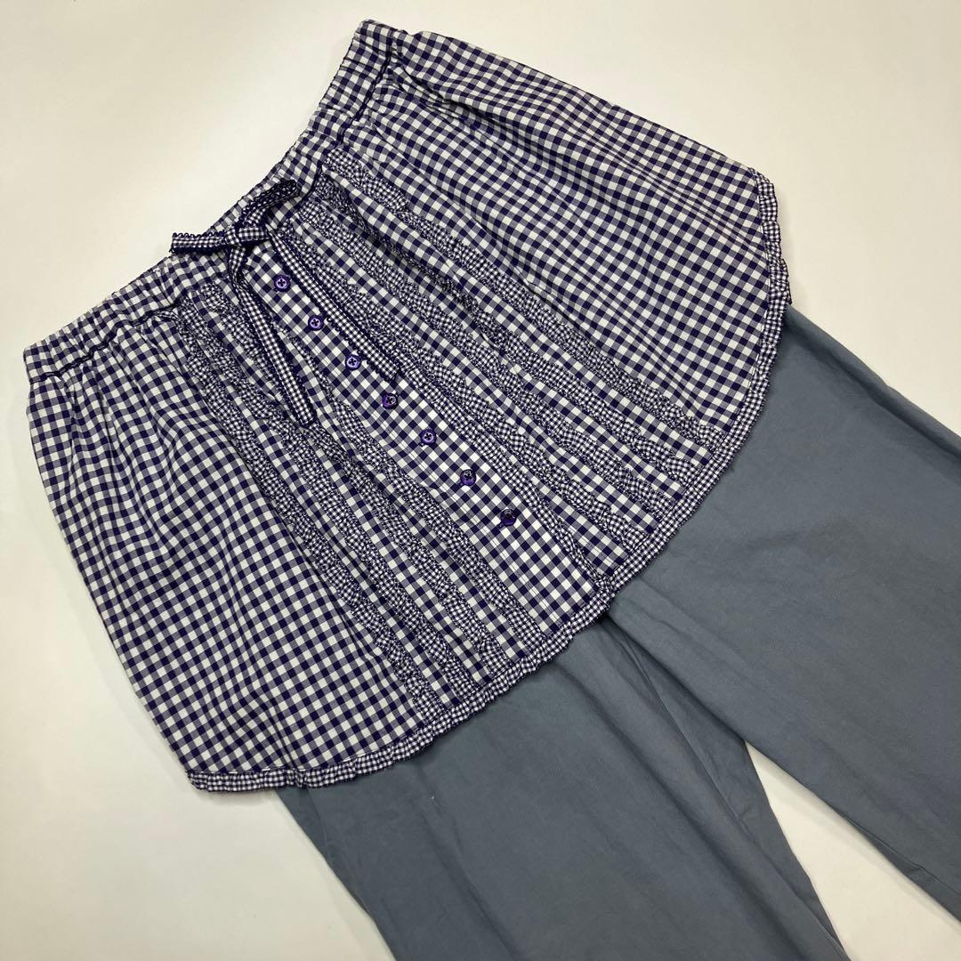 【美品】ピンクハウス パープルギンガム タブリエ付き ワイドパンツ/2024年