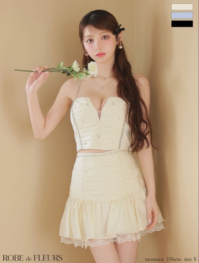 ROBE de FLEURS ドレス　アイボリー　Sサイズ