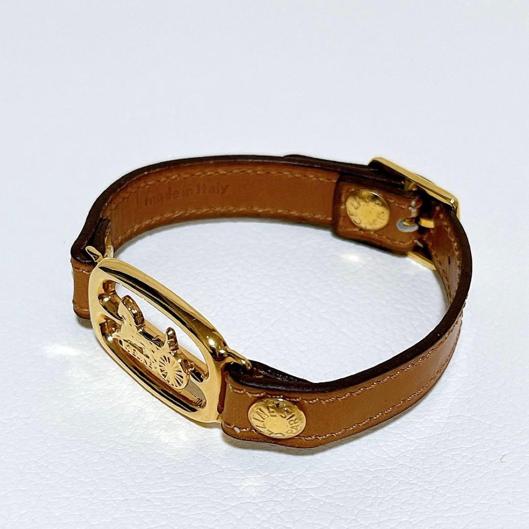 【超希少】セリーヌ CELINE レザーブレス バングル 馬車金具 ビンテージ