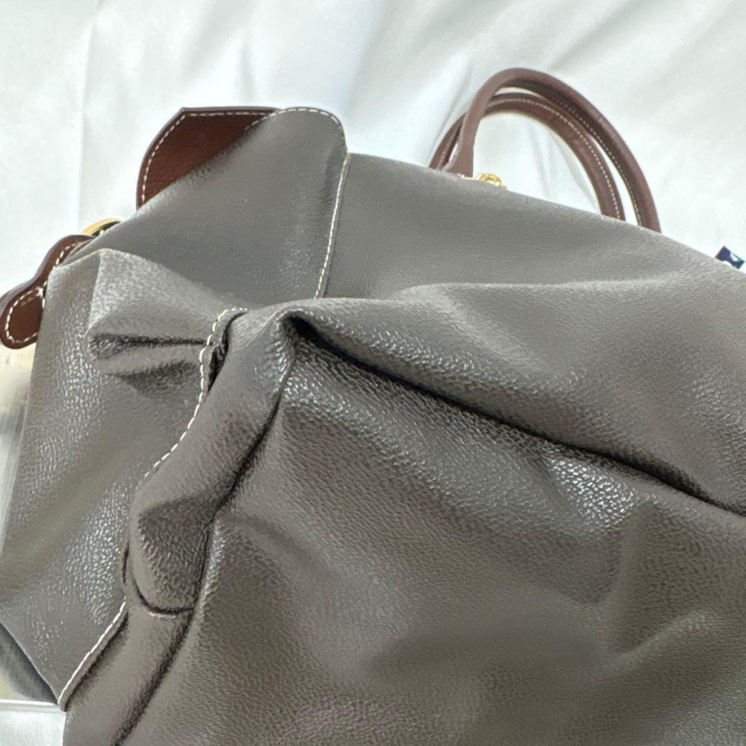 【2ウェイ】美品　オロビアンコ　ボストンバック　PVC 茶革　ゴールド金具