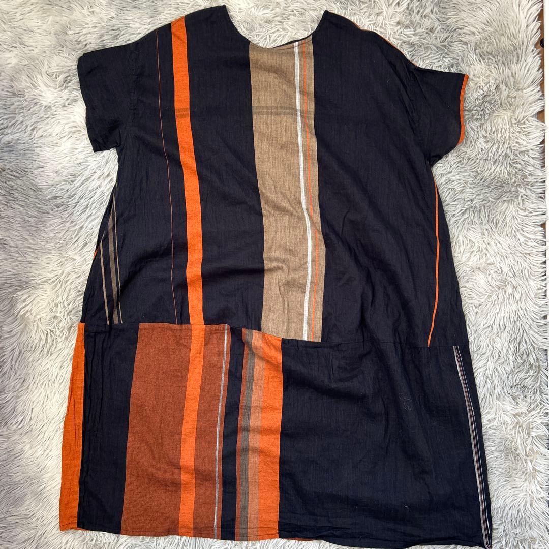 【美品】tamaki niime fuwa-T LONG ラウンドネック 平織り