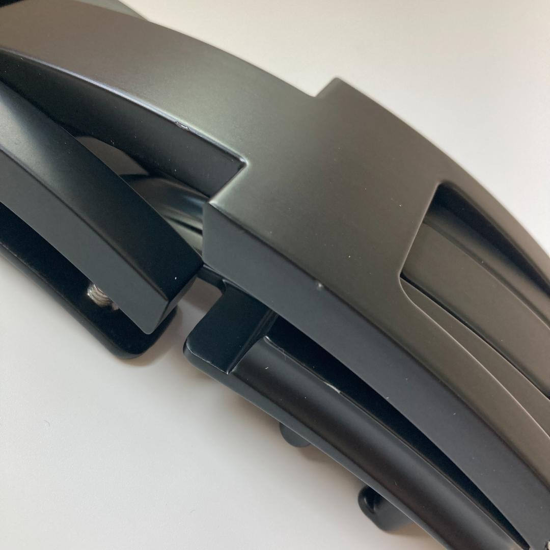 〈訳あり〉パワーベルト レバーアクション 本革 ワンタッチ可変式 白ベルト×黒B