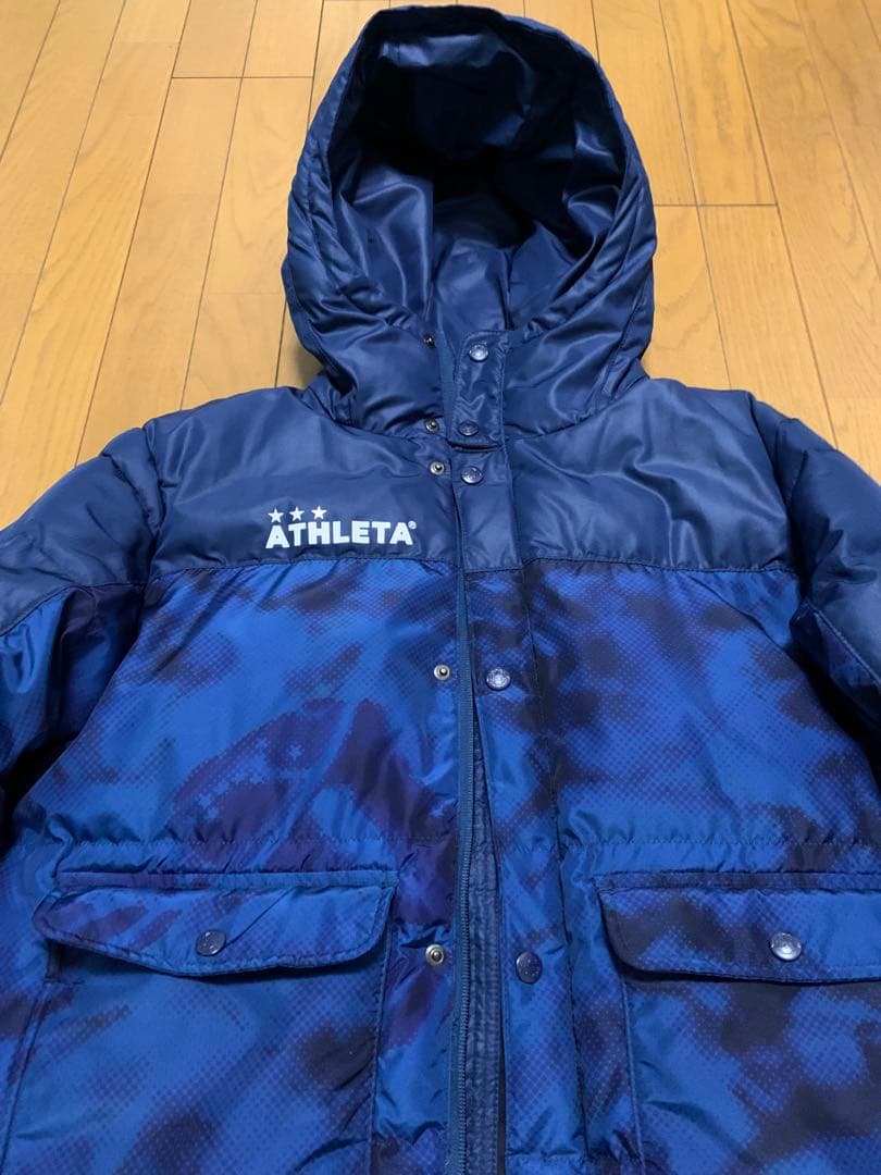 美品　ATHLETA ネイビー迷彩 ベンチコート　160