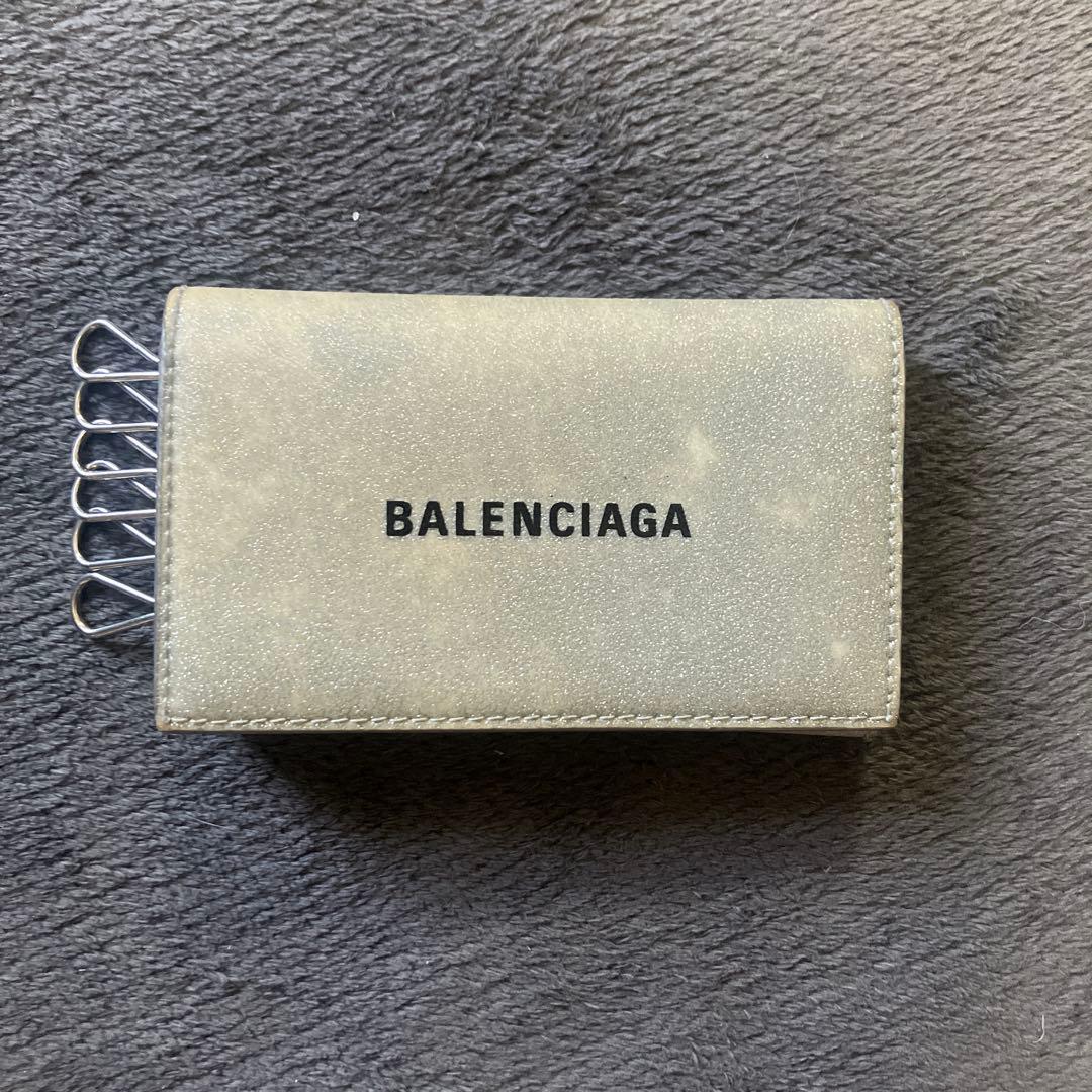 バレンシアガ　キーケース　グリッター　キーリング　ラメ　ストラップ　キーホルダー