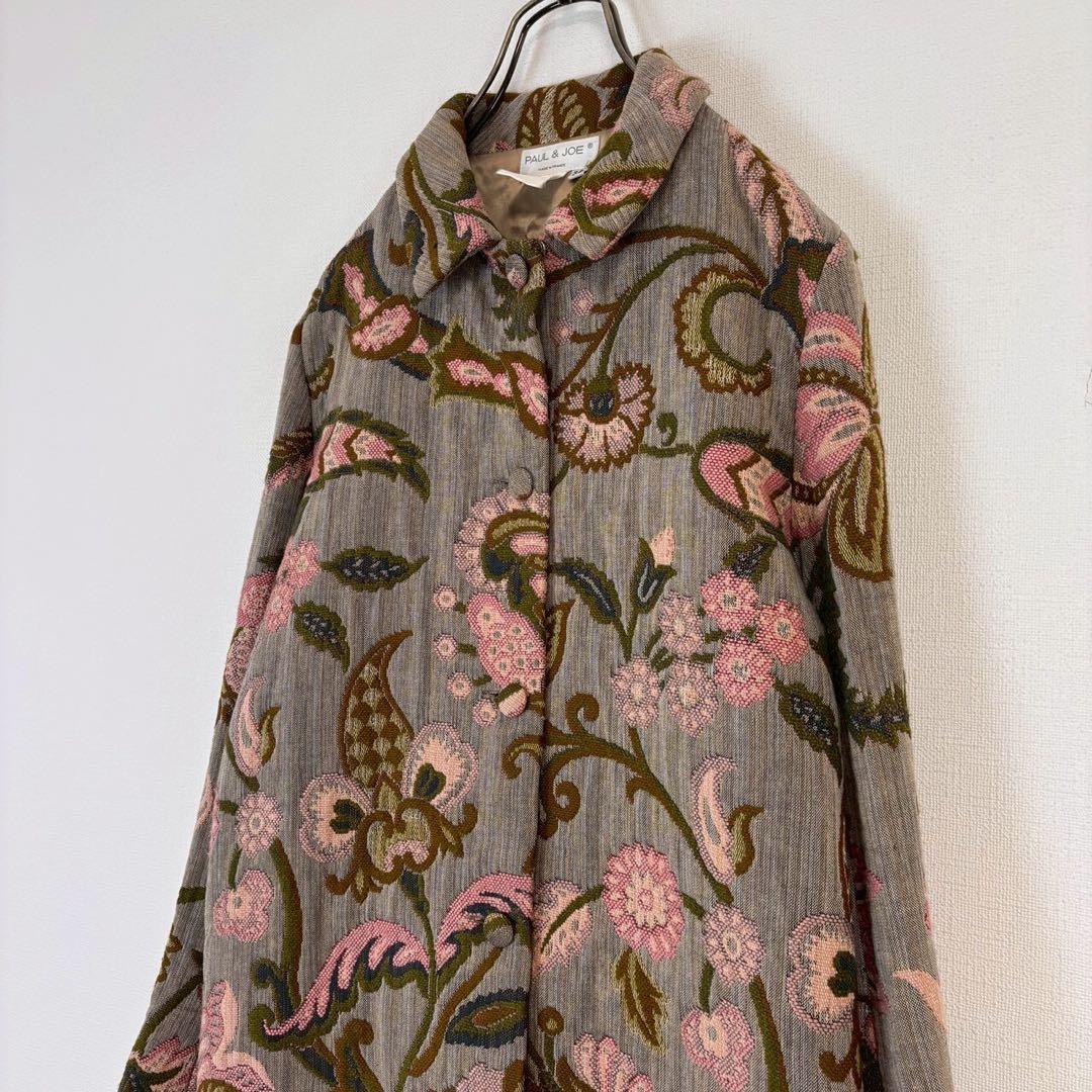 ◆ポール＆ジョー【M】ロングコート 花柄ジャケット フランス製 総柄 希少