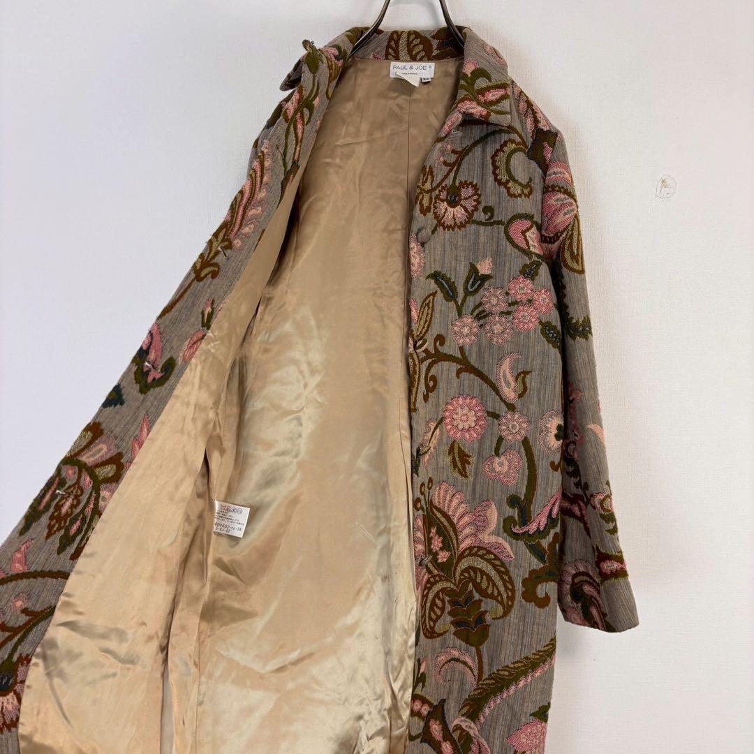 ◆ポール＆ジョー【M】ロングコート 花柄ジャケット フランス製 総柄 希少
