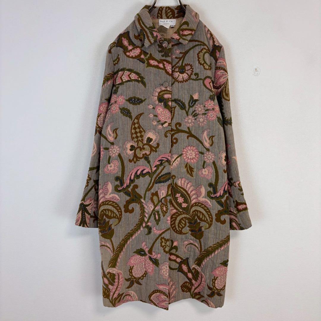 ◆ポール＆ジョー【M】ロングコート 花柄ジャケット フランス製 総柄 希少