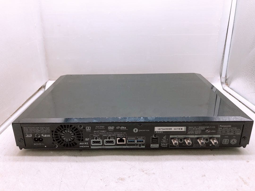 2017年製 パナソニック ブルーレイレコーダー DMR-UX7030 リモコン