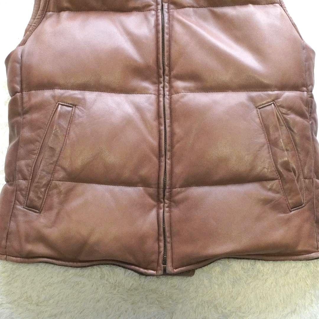 【入手困難】ラルフローレン　リバーシブル　ダウンベスト　ラムレザー　ヘリンボーン