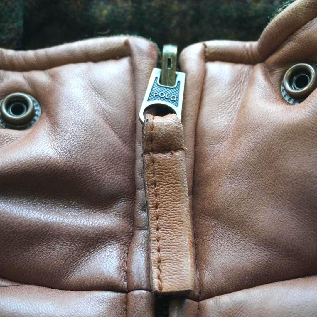 【入手困難】ラルフローレン　リバーシブル　ダウンベスト　ラムレザー　ヘリンボーン