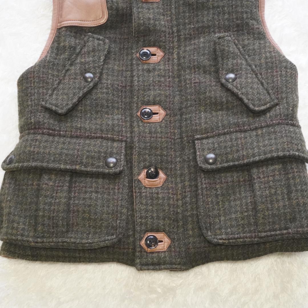 【入手困難】ラルフローレン　リバーシブル　ダウンベスト　ラムレザー　ヘリンボーン