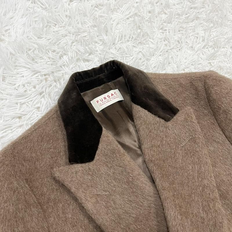 美品 FURSAC チェスターコート ダブルブレスト ブラウン アルパカ混