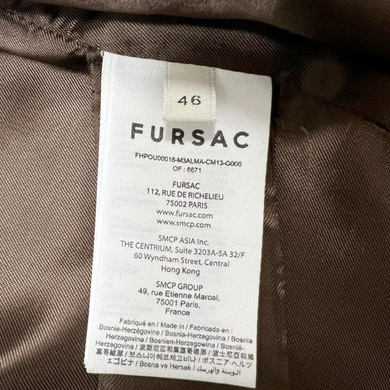 美品 FURSAC チェスターコート ダブルブレスト ブラウン アルパカ混